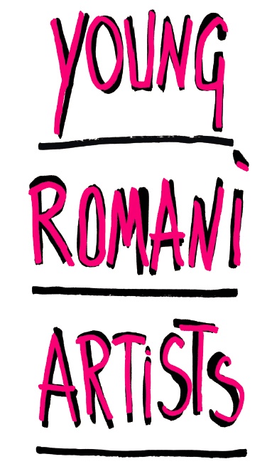 Schriftzug in pink schwarz Young Romani Artists